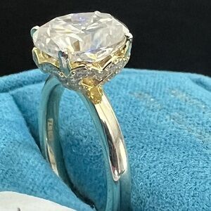 Moissanite Oval 3.7CT Sterling Silver 925 Gold Overlay Women’s Ring SZ 7 Tag/Box